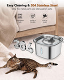 UPSKY Cat Water Fountain Stainless Steel 101oz/3L Cat Fountain for Drinking, Pet Water Fountain for Cats Indoor, Metal Automatic Dog Water Bowl Dispenser Kitty Feeding with Water Level Window