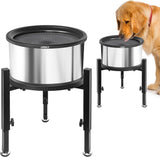 UPSKY 6.5L Elevated Height Adjustable Slow Feeder Dog Water Bowl, Super Large Capacity Stainless Steel No Spill Dog Water Bowl, No Splash Water Bowl for Messy Drinkers（Includes Metal Stand）