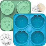 UPSKY 2PCS Dog Treat Molds, Silicone Dog Frozen Treat Tray Mold Large Dog Paw Ice Cube Trays Mold, Refillable Dog Treat Freezer Molds for Peanut Butter, Yogurt, Fruit