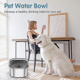 UPSKY 3L Dog Water Bowl 101oz Stainless Steel Dog Bowl No Spill Large Capacity Dog Food Water Bowl Slow Water Feeder, Spill Proof Pet Water Dispenser Vehicle Carried Travel Water Bowl