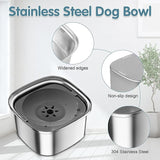 UPSKY 3L Dog Water Bowl 101oz Stainless Steel Dog Bowl No Spill Large Capacity Dog Food Water Bowl Slow Water Feeder, Spill Proof Pet Water Dispenser Vehicle Carried Travel Water Bowl