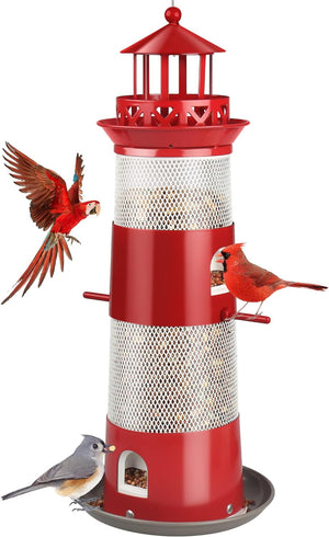 Decflow Bird Feeders for Outdoors Hanging, Wild Bird Feeders for Outside Squirrel Proof, Metal Bird Seed Feeder for Small Birds, 4 lbs Large Capacity for Cardinal, Finch, Sparrow, Blue Jay.