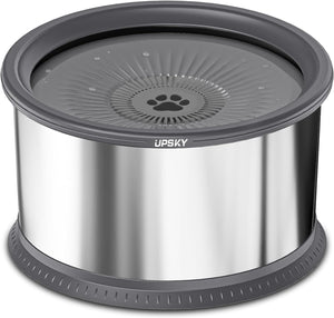 UPSKY 6.5L Dog Water Bowl,1.6 Gallon Super Large Capacity No Spill Dog Water Bowl,Stainless Steel Spill Proof Slow Water Feeder,No Splash Water Bowl with Anti-Slip Mat for Messy Drinkers