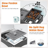 Decflow 3-in-1 Elevated Dog Bowls, 4 Height Adjustable Raised Dog Bowls with Stainless Steel Dog Food Bowls, Slow Feeder, No Spill Water Bowl, DIY Stickers Foldable Pet Bowl for Medium Large Dogs.