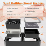 Decflow 3-in-1 Elevated Dog Bowls, 4 Height Adjustable Raised Dog Bowls with Stainless Steel Dog Food Bowls, Slow Feeder, No Spill Water Bowl, DIY Stickers Foldable Pet Bowl for Medium Large Dogs.