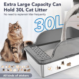 UPSKY Stainless Steel Cat Litter Box with Lid, XL Extra Large Metal Litter Box for Big Cats, Enclosed Steel Kitty Litter Box with High Sided, Anti-leakage, Non-sticky, Easy to Clean, Include Scoop