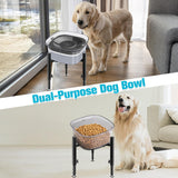 UPSKY 70oz Elevated Dog Water Bowl No Spill, 2L Raised Dog Bowl with 4 Height Adjustable Stand, Large Capacity Spill Proof Slow Water Feeder Pet Water Bowl Dispenser for Small Medium Large Dogs