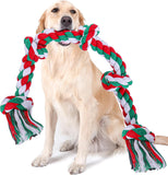 UPSKY Christmas Dog Rope Toy for Large Medium Dogs, Dog Chew Toy for Aggressive Chewers, Indestructible 3 Feet 5 Knots Rope Toy, Heavy Duty Tough Dog Toy, Interactive for Large Dogs