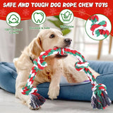 UPSKY Christmas Dog Rope Toy for Large Medium Dogs, Dog Chew Toy for Aggressive Chewers, Indestructible 3 Feet 5 Knots Rope Toy, Heavy Duty Tough Dog Toy, Interactive for Large Dogs