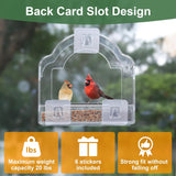 Decflow Window Bird Feeders for Outside, Clear Bird Window Feeder with 3 Strong Adhesive Sheets, Transparent Acrylic Bird House for Window Viewing, Removable Tray, Wild Bird Watching Gift