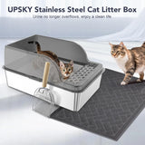 UPSKY Stainless Steel Cat Litter Box with Lid, XL Extra Large Metal Litter Box for Big Cats, Enclosed Steel Kitty Litter Box with High Sided, Anti-leakage, Non-sticky, Easy to Clean, Include Scoop