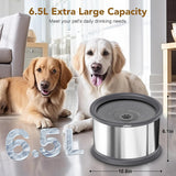 UPSKY 6.5L Dog Water Bowl,1.6 Gallon Super Large Capacity No Spill Dog Water Bowl,Stainless Steel Spill Proof Slow Water Feeder,No Splash Water Bowl with Anti-Slip Mat for Messy Drinkers