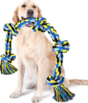 UPSKY Dog Rope Toy for Large Medium Dogs, Dog Chew Toy for Aggressive Chewers, Indestructible 3 Feet 5 Knots Rope Toy, Heavy Duty Tough Dog Toy, Interactive Tug of War Toy for Extra Large Dogs