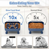 UPSKY Slow Feeder Dog Bowls,2 in 1 Dog Puzzle Slow Feeder for Large Breed, Maze Elevated Dog Food Bowl Anti-Choking Interactive Dog Feeding Bowls Slow Down Eating for Boredom & Anxiety Blue