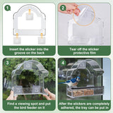 Decflow Window Bird Feeders for Outside, Clear Bird Window Feeder with 3 Strong Adhesive Sheets, Transparent Acrylic Bird House for Window Viewing, Removable Tray, Wild Bird Watching Gift