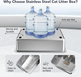 UPSKY Stainless Steel Cat Litter Box with Lid, XL Extra Large Metal Litter Box for Big Cats, Enclosed Steel Kitty Litter Box with High Sided, Anti-leakage, Non-sticky, Easy to Clean, Include Scoop