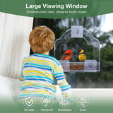 Decflow Window Bird Feeders for Outside, Clear Bird Window Feeder with 3 Strong Adhesive Sheets, Transparent Acrylic Bird House for Window Viewing, Removable Tray, Wild Bird Watching Gift