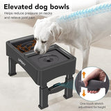 UPSKY 2-in-1 Elevated Dog Bowls Slow Feeder, 4 Height Adjustable Raised Dog Bowl Stand No Spill Dog Water Bowl Dispenser, Non-Slip Dog Food and Water Bowl for Small Medium Large Dogs, Cats,Black.