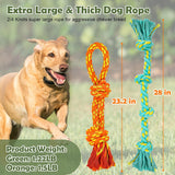 UPSKY Large Dog Rope Toys for Aggressive Chewers,2 Pack Tough Dog Chew Toys for Medium and Large Breed,Heavy Duty Dog Tug of War Toy,Indestructible Dog Teething Toys for Boredom