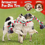 UPSKY Christmas Dog Rope Toy for Large Medium Dogs, Dog Chew Toy for Aggressive Chewers, Indestructible 3 Feet 5 Knots Rope Toy, Heavy Duty Tough Dog Toy, Interactive for Large Dogs