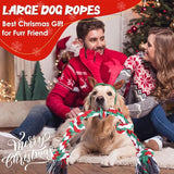 UPSKY Christmas Dog Rope Toy for Large Medium Dogs, Dog Chew Toy for Aggressive Chewers, Indestructible 3 Feet 5 Knots Rope Toy, Heavy Duty Tough Dog Toy, Interactive for Large Dogs