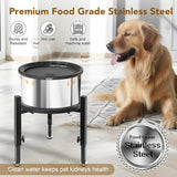 UPSKY 6.5L Elevated Height Adjustable Slow Feeder Dog Water Bowl, Super Large Capacity Stainless Steel No Spill Dog Water Bowl, No Splash Water Bowl for Messy Drinkers（Includes Metal Stand）