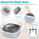 UPSKY 70oz Elevated Dog Water Bowl No Spill, 2L Raised Dog Bowl with 4 Height Adjustable Stand, Large Capacity Spill Proof Slow Water Feeder Pet Water Bowl Dispenser for Small Medium Large Dogs