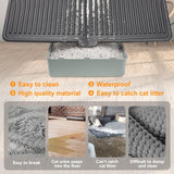 UPSKY Cat Litter Mat, Large Kitty Litter Trapping Mat Soft on Kitty Paws, Litter Box Mat Keep Floor Clean, 31" x 24" Waterproof and Washable Cat Litter Catcher Pad for Scatter Control