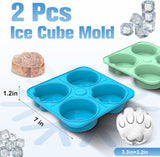 UPSKY 2PCS Dog Treat Molds, Silicone Dog Frozen Treat Tray Mold Large Dog Paw Ice Cube Trays Mold, Refillable Dog Treat Freezer Molds for Peanut Butter, Yogurt, Fruit