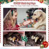 UPSKY Christmas Dog Toy with Squeaker, Dog Chew Toys with Rope Clean Teeth, Cute Dog Squeaky Toys with Cotton Material, Interactive Durable Dog Plush Toy for Small, Medium, Large Dog.