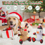 UPSKY Dog Christmas Toys with Squeaker, 2 Pack Dog Toys with Crinkle Paper, Soft Pet Toys for Teeth, Interactive Plush Dog Chew Toys for Small & Medium Dogs.