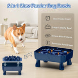 UPSKY Slow Feeder Dog Bowls,2 in 1 Dog Puzzle Slow Feeder for Large Breed, Maze Elevated Dog Food Bowl Anti-Choking Interactive Dog Feeding Bowls Slow Down Eating for Boredom & Anxiety Blue