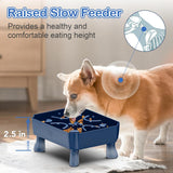 UPSKY Slow Feeder Dog Bowls,2 in 1 Dog Puzzle Slow Feeder for Large Breed, Maze Elevated Dog Food Bowl Anti-Choking Interactive Dog Feeding Bowls Slow Down Eating for Boredom & Anxiety Blue