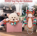 UPSKY Christmas Dog Toy with Squeaker, Dog Chew Toys with Rope Clean Teeth, Cute Dog Squeaky Toys with Cotton Material, Interactive Durable Dog Plush Toy for Small, Medium, Large Dog.