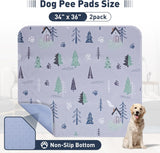 UPSKY Washable Pee Pads for Dogs, 2 Pack Reusable Puppy Pads Super Absorbent Dog Pee Pads, Waterproof Pet Potty Training Pads Leakproof Anti-Slip Whelping Pads for Crate, Playpen, 34"x 36"