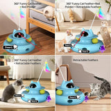 UPSKY 4-in-1 Interactive Electronic Toy for Indoor Kitten, 2023 Upgrade Automatic Pointer Feather Wand Toy, and Cat Roller Toy Relieves Anxiety & Boredom