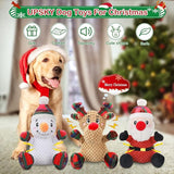 UPSKY Dog Christmas Toys with Squeaker, 3 Pack Squeaky Dog Toys with Crinkle Paper, Cute Soft Pet Toys for Teeth, Interactive Plush Dog Chew Toys for Small Medium Large Dogs.