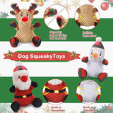 UPSKY Dog Christmas Toys with Squeaker, 3 Pack Squeaky Dog Toys with Crinkle Paper, Cute Soft Pet Toys for Teeth, Interactive Plush Dog Chew Toys for Small Medium Large Dogs.