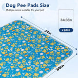 UPSKY Washable Pee Pads for Dogs, 2 Pack Reusable Puppy Pads Waterproof Wee Wee Dog Pads, Absorbent Pet Potty Training Mats Anti-Slip Whelping Pads for Playpen, Crate, Pet Housebreaking, 34”x 36”