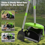 UPSKY Pooper Scooper Swivel Bin & Rake with 100 Waste Bags, Dog Pooper Scooper Bags Attachment for Large Medium Small Dogs, Long Handle Metal Dog Poop Scooper with Lid Hook for Yard Dog Kennel Green