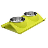 UPSKY Double Dog Cat Bowls, Premium Stainless Steel Pet Bowls Non-Spill(Green Tea)