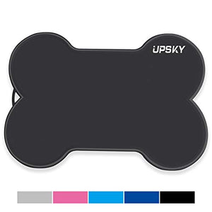 UPSKY Dog Cat Food Mat Large 22" x 16", Bone-Shaped Dog Cat Placemat, Non-Slip Pet Dog Feeding Mat