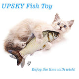 UPSKY New Moving Fish Cat Toy, Realistic Plush Simulation Electric Wagging Fish Cat Toy