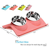 UPSKY Double Dog Cat Bowls, Premium Stainless Steel Pet Bowls Non-Spill(Rose Red)