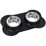 UPSKY Dog Cat Bowls, Pet Feeder Bowls Stainless Steel with Non-Skid Silicone Mats