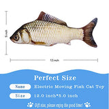 UPSKY New Moving Fish Cat Toy, Realistic Plush Simulation Electric Wagging Fish Cat Toy