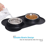 UPSKY Dog Cat Bowls, Pet Feeder Bowls Stainless Steel with Non-Skid Silicone Mats