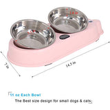 UPSKY Double Dog Cat Bowls, Premium Stainless Steel Pet Bowls with Cute Modeling(Pink)