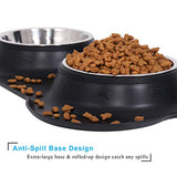 UPSKY Dog Cat Bowls, Pet Feeder Bowls Stainless Steel with Non-Skid Silicone Mats