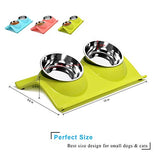 UPSKY Double Dog Cat Bowls, Premium Stainless Steel Pet Bowls Non-Spill(Green Tea)